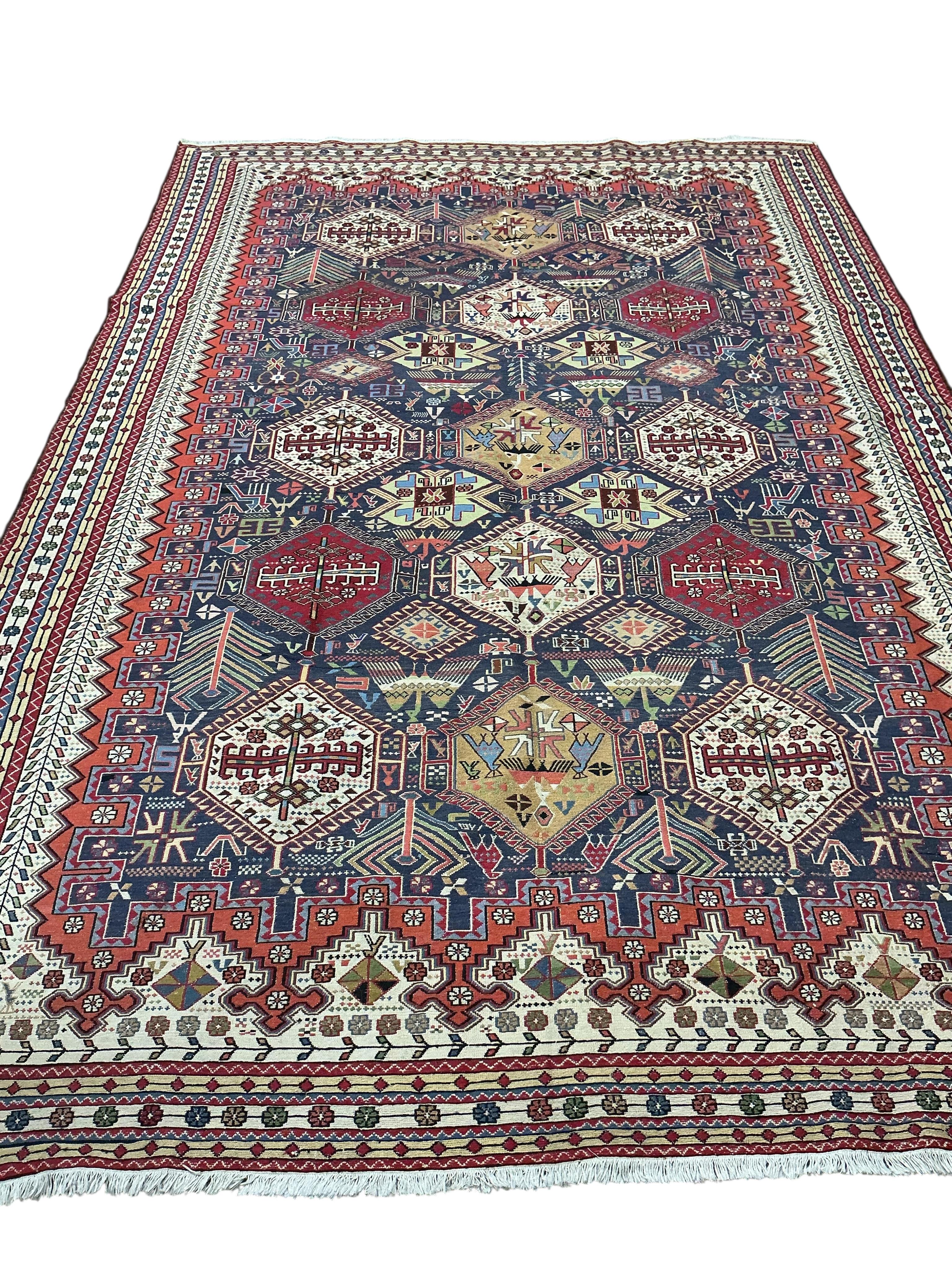A Soumak blue ground carpet, 300 x 200cm